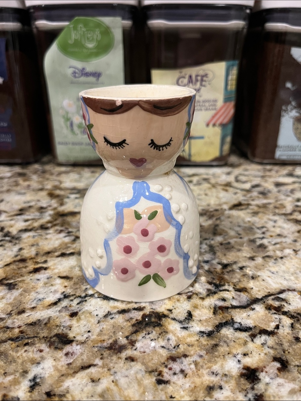 Vintage Cleminsons Bride Double Egg Cup Classic California Pottery Slip